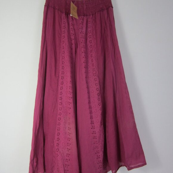 New Floating Lotus Women S / M Purple Embroidered Eyelet Lace Palazzo Pants - Picture 9 of 11